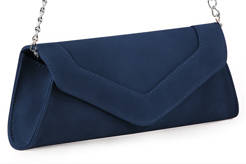 Navy blue women's dress clutch, for weddings, ceremonies, cocktails and parties. Front view - Florence KOOIJMAN